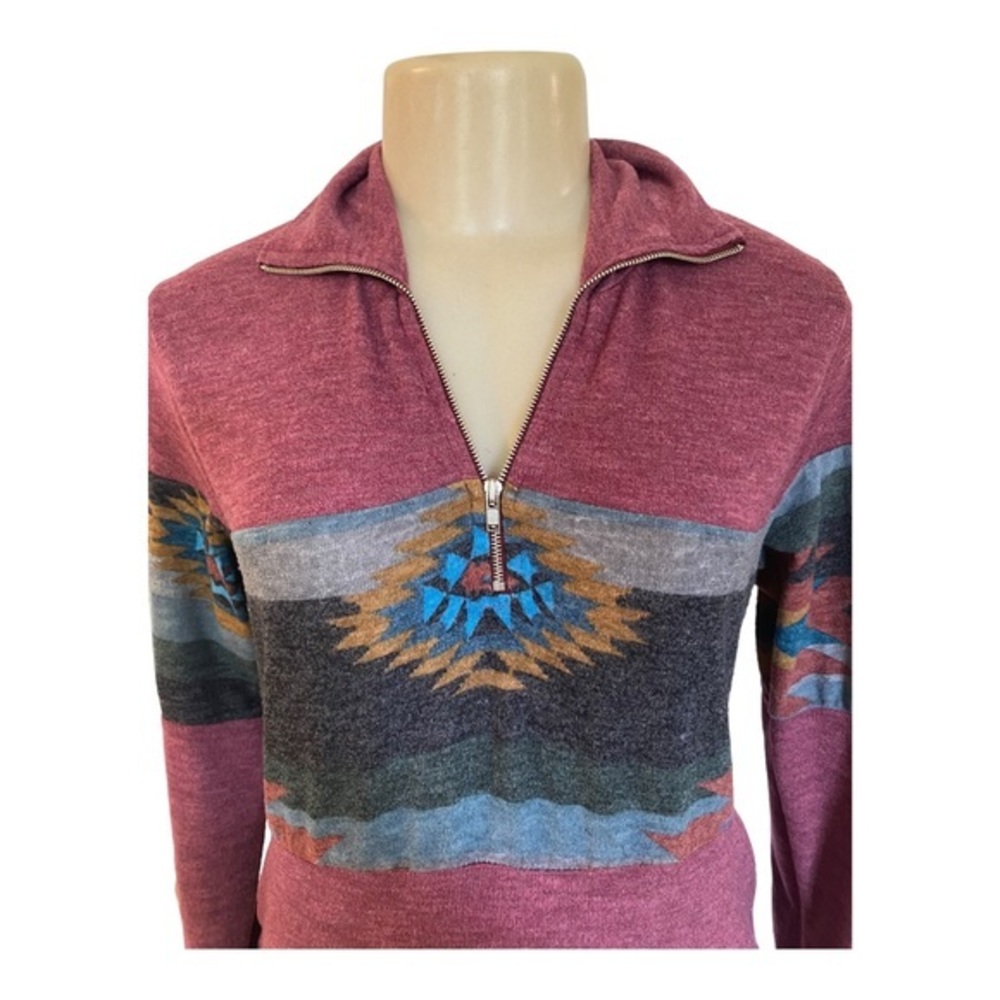 7TH RAY RED‎ AZTEC QUARTER ZIP size M